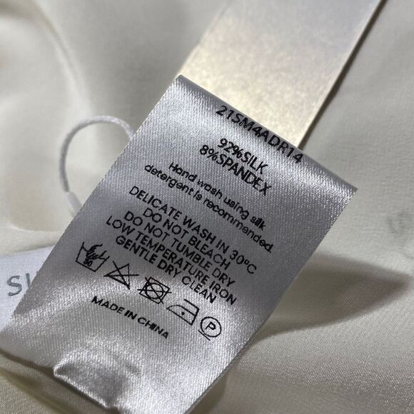 Silk Maison Washable Silk Plunging V-Neck High Slit Maxi MIDI Dress Cream XS New - Picture 14 of 15